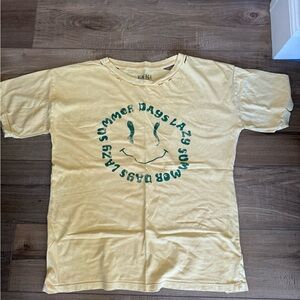 Vintage Canvas Lazy Summer Days T-Shirt - Yellow w/ Green Writing